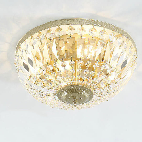 Vintage Crystal Flush Mount Ceiling Light - 4/6 Lights