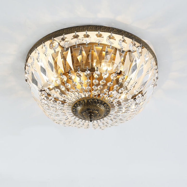 Vintage Crystal Flush Mount Ceiling Light - 4/6 Lights