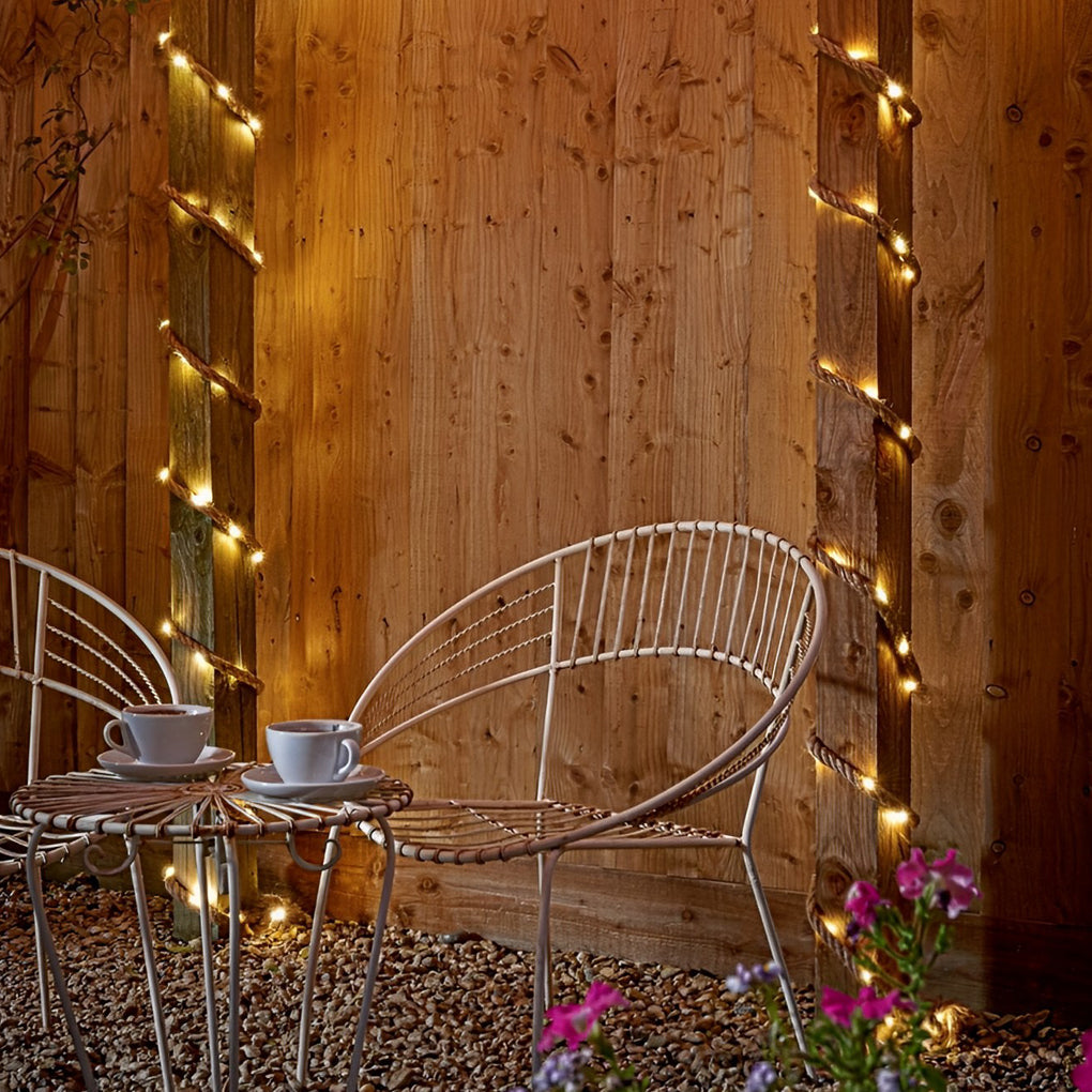 Retro LED String Lights with Hemp Rope Decoration