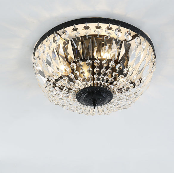 Vintage Crystal Flush Mount Ceiling Light - 4/6 Lights