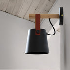 Nordic Style Wood and Metal Plug-In Wall Sconce