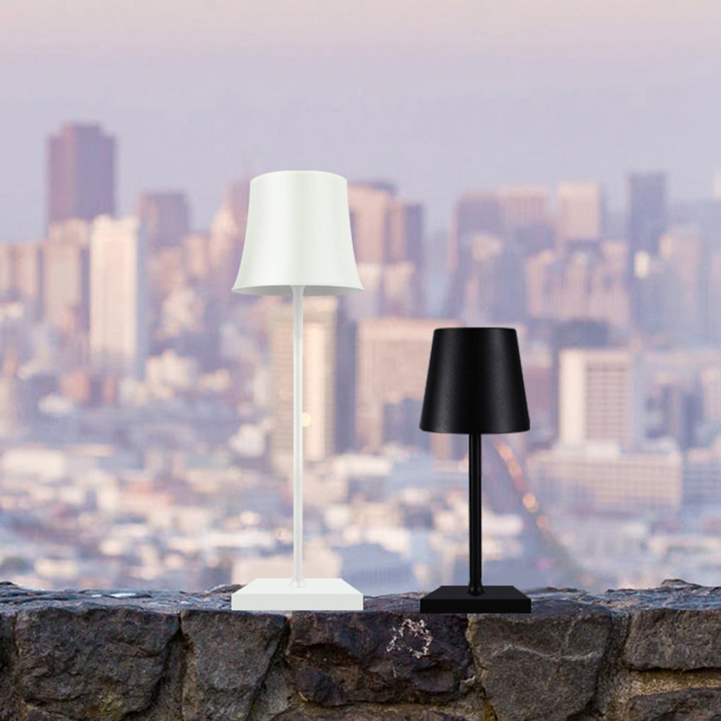 15-Inch Cordless Modern Metal Table Lamp in Black and White