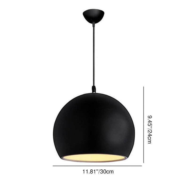 Contemporary Round Iron Pendant Light - Single Light, Solid Color