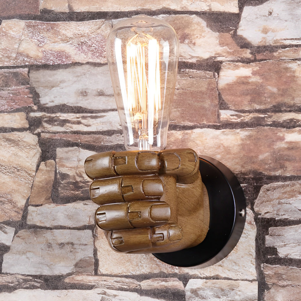 Retro Industrial Resin Hand Fist Wall Sconce Lamp