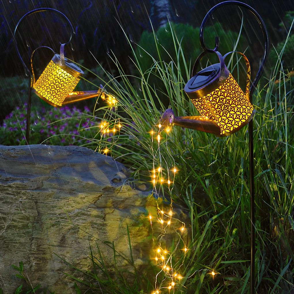 Premium Solar LED Iron Kettle Garden Light - Unique Outdoor Illumination