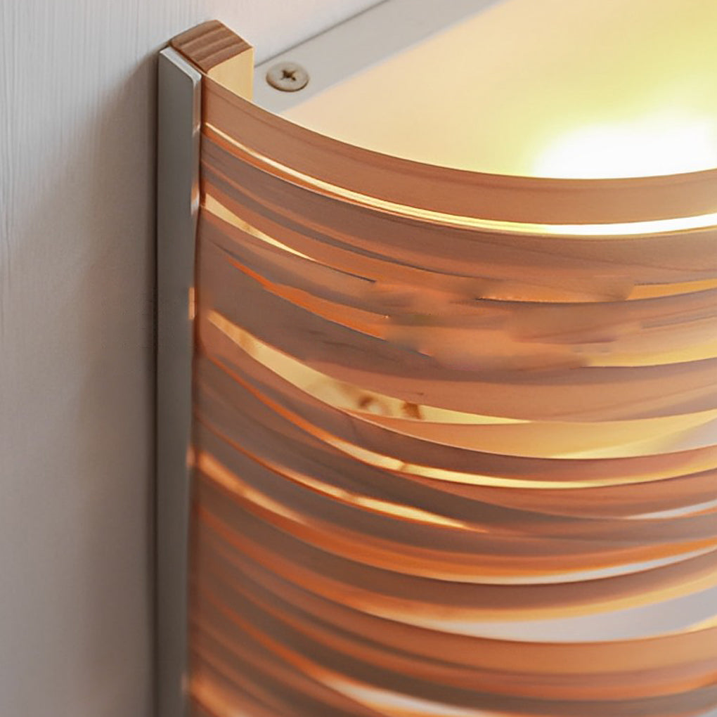 Handcrafted Semi-Cylindrical Wood Wall Lamp - Modern Decorative Atmosphere Light