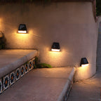 Set of 4 Solar LED Step Lights with Dusk-to-Dawn Sensor - Warm White Outdoor Lighting