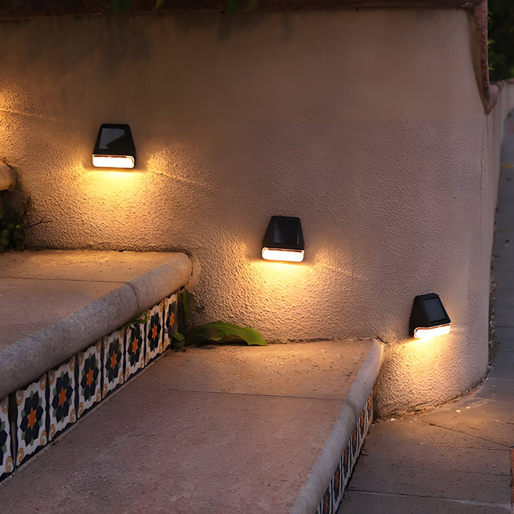Set of 4 Solar LED Step Lights with Dusk-to-Dawn Sensor - Warm White Outdoor Lighting