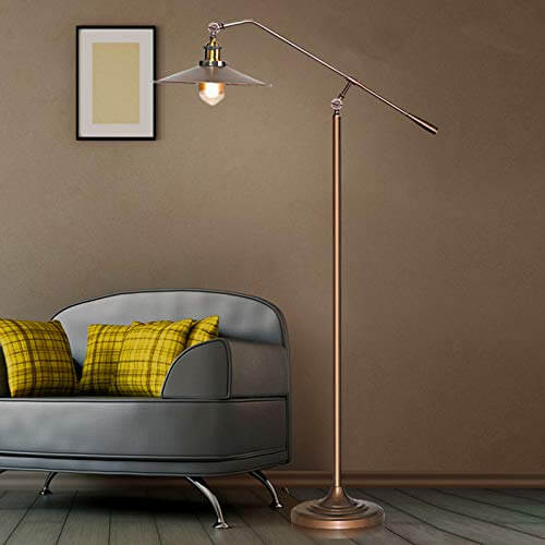 Premium Industrial Bronze 1-Light Floor Lamp with Adjustable Boom Arm