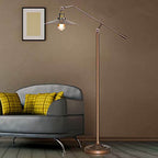 Premium Industrial Bronze 1-Light Floor Lamp with Adjustable Boom Arm