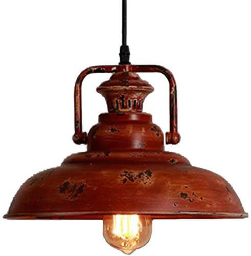 Vintage Red Rust Single Dome Pendant Light