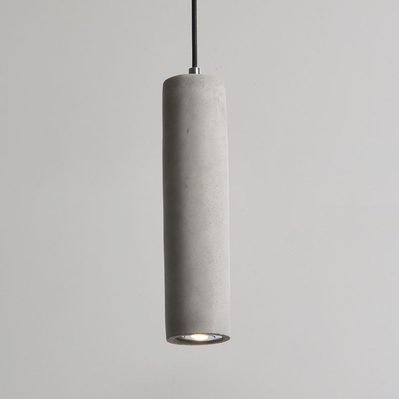 Industrial Cement Cylinder Pendant Light - 1-Light Fixture for Living Room