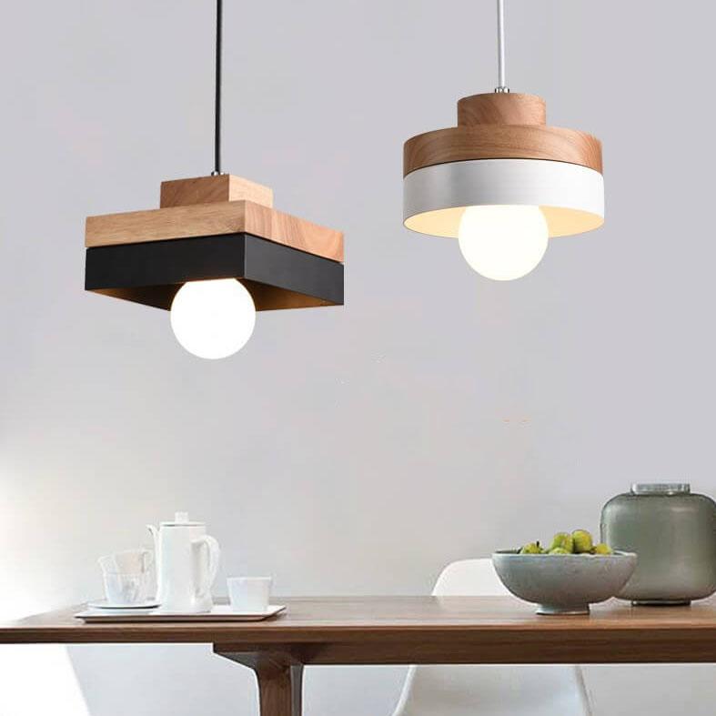Nordic 1-Light Round/Square Pendant Lamp