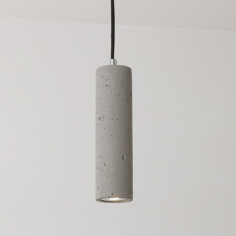 Industrial Cement Cylinder Pendant Light - 1-Light Fixture for Living Room