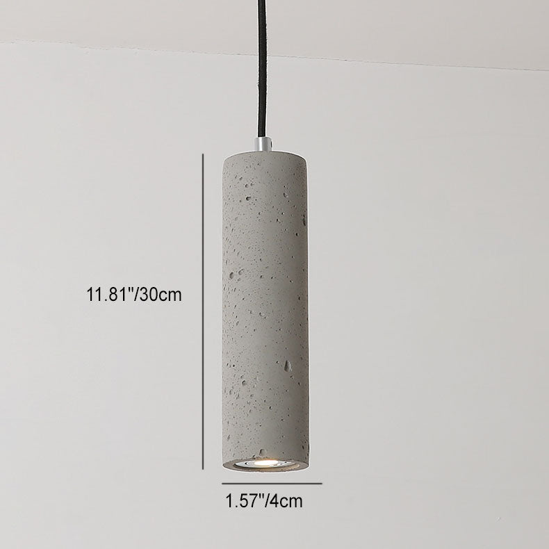 Industrial Cement Cylinder Pendant Light - 1-Light Fixture for Living Room