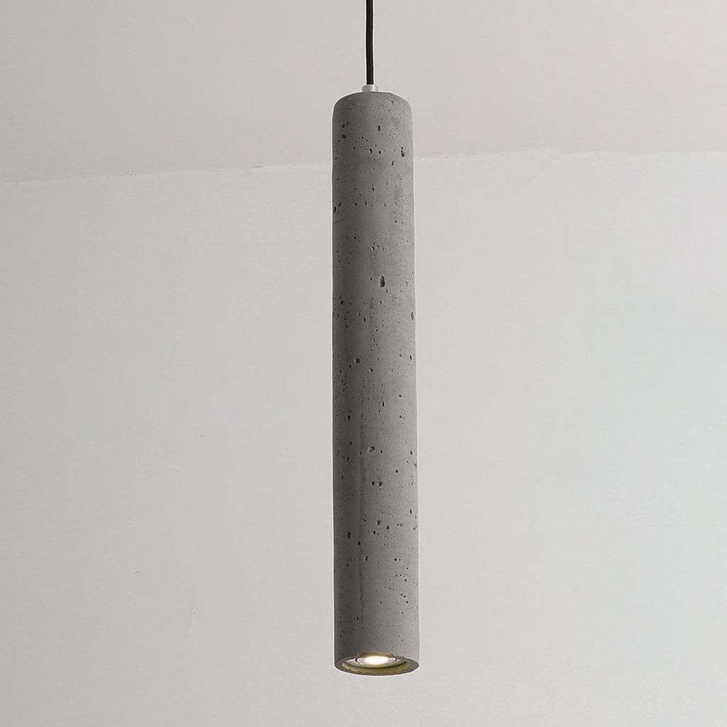 Industrial Cement Cylinder Pendant Light - 1-Light Fixture for Living Room