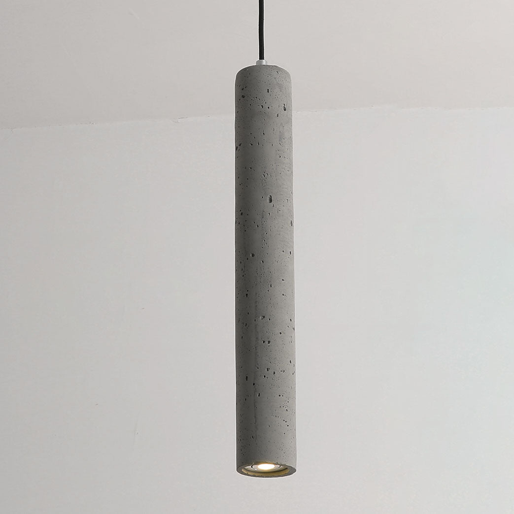 Industrial Cement Cylinder Pendant Light - 1-Light Fixture for Living Room