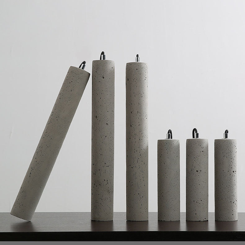 Industrial Cement Cylinder Pendant Light - 1-Light Fixture for Living Room