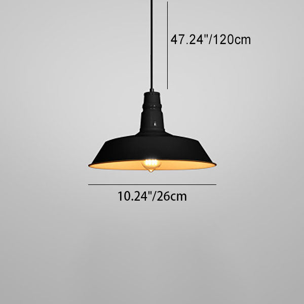 Modern Industrial Round Iron 1-Light Pendant for Living Room