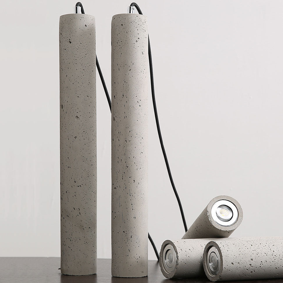 Industrial Cement Cylinder Pendant Light - 1-Light Fixture for Living Room