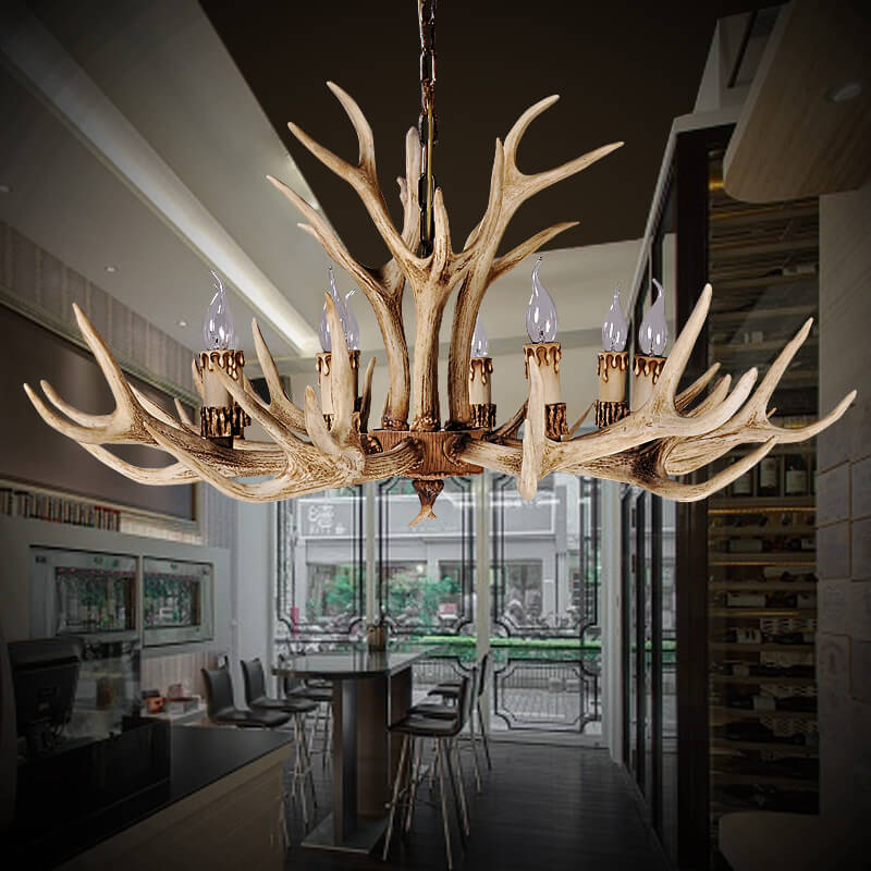 Rustic Antler Resin 6-Light Chandelier