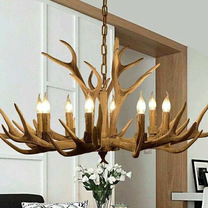 Rustic Antler Resin 6-Light Chandelier