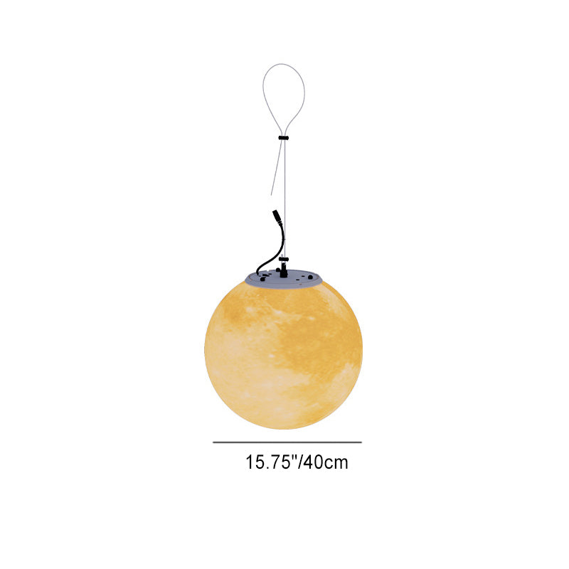Modern Nordic Solar Waterproof Round Moon LED Pendant Light