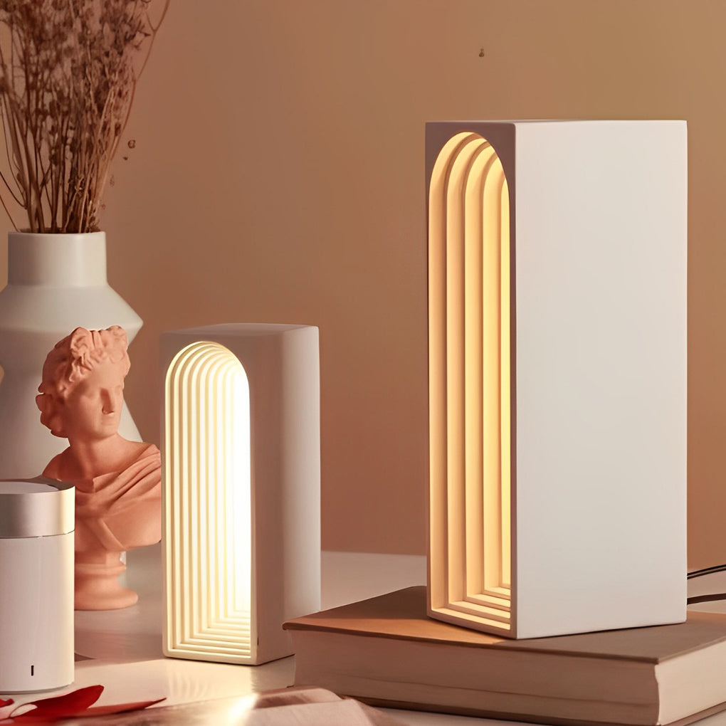 Premium Nordic Concrete LED Rectangle Table Lamp with USB
