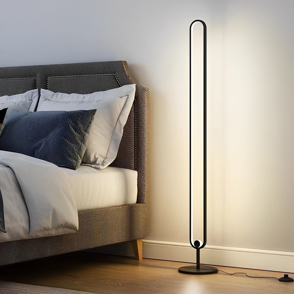 Sleek Oval LED Floor Lamp - Modern Minimalist Design