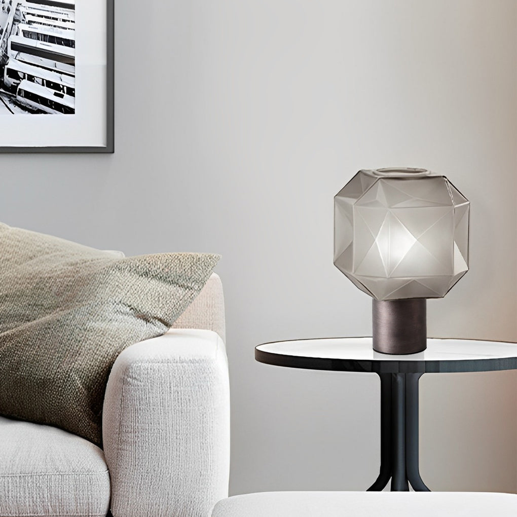 Modern Smoke Glass Orb Table Lamp - 1-Light Cylinder Design