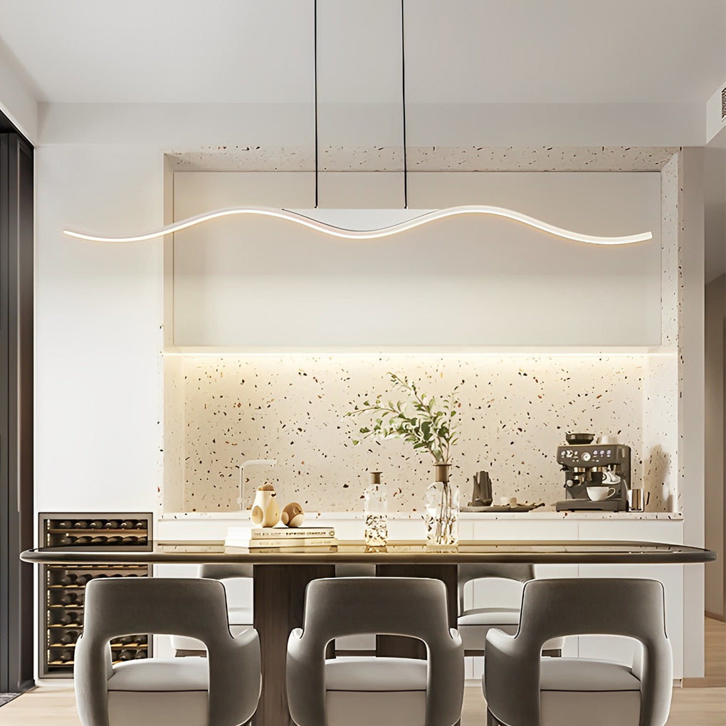 Modern White Line Wave Pendant Ceiling Light