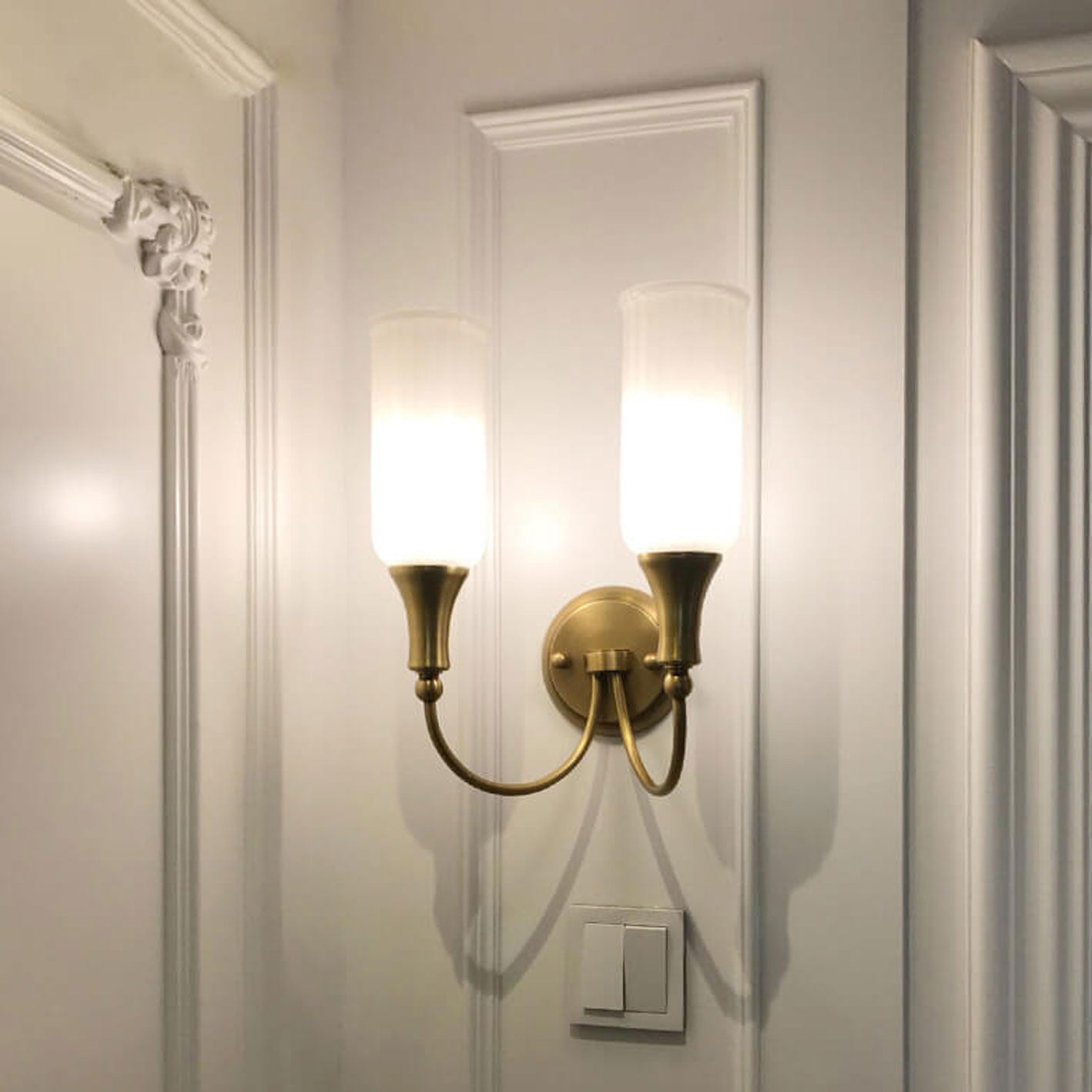 Rustic Brass and Glass 1/2 Light Wall Sconce