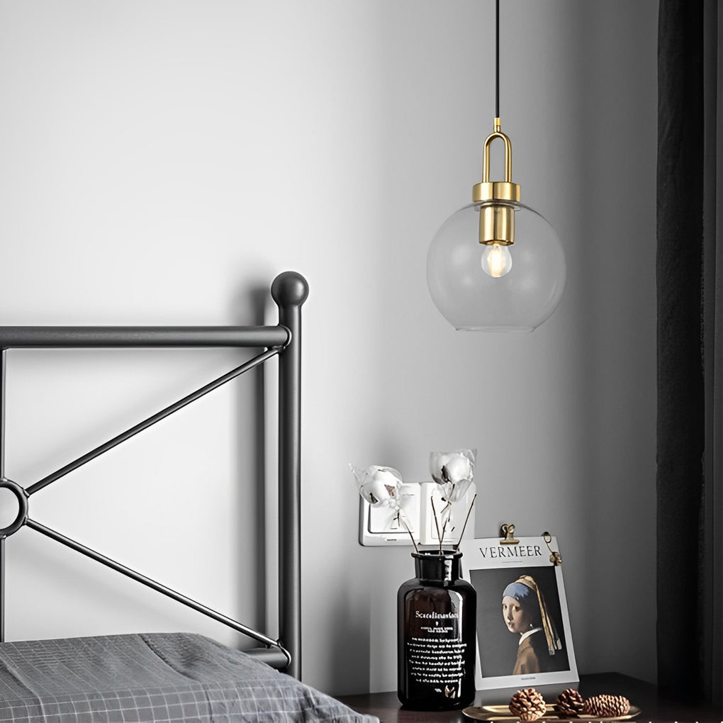 Industrial Style Semi-Globe Glass LED Pendant Light with Electroplated Metal