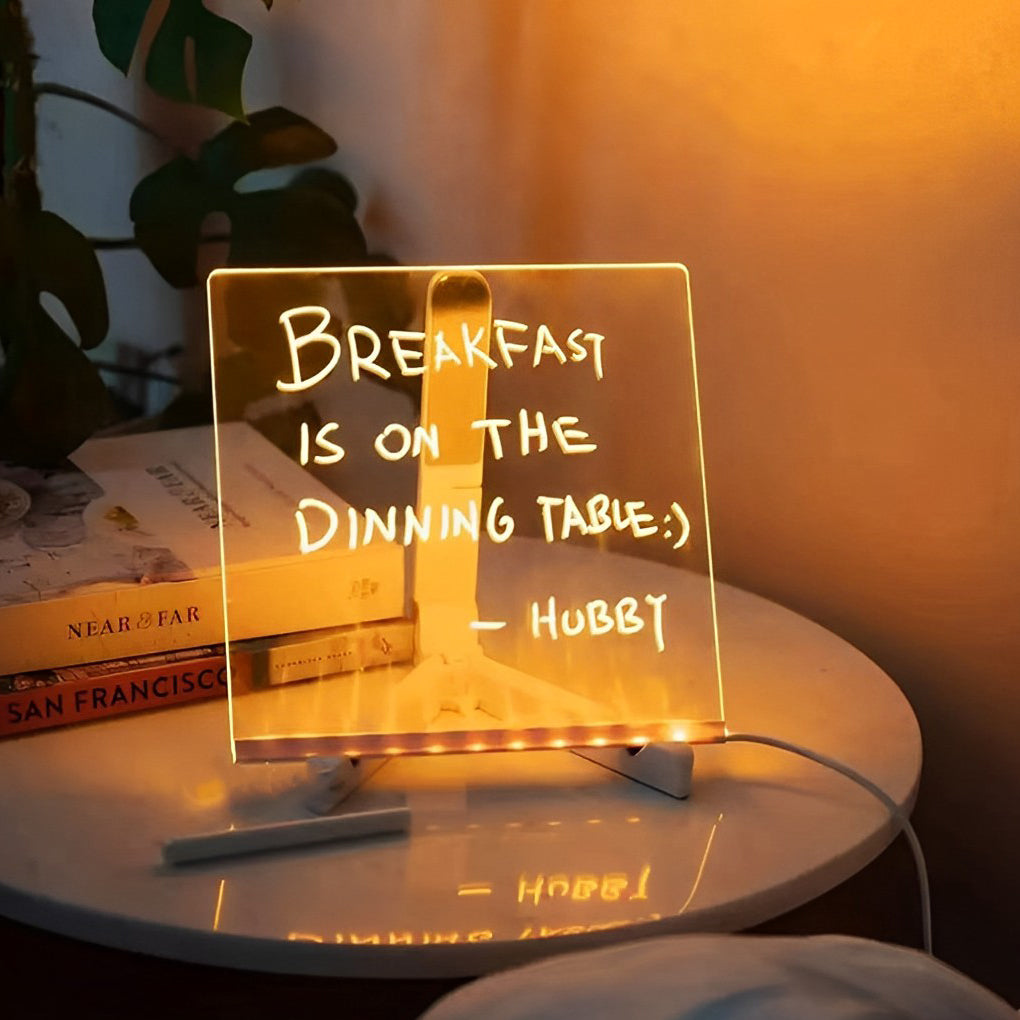 Colorful LED Acrylic Writable Message Board Table Lamp