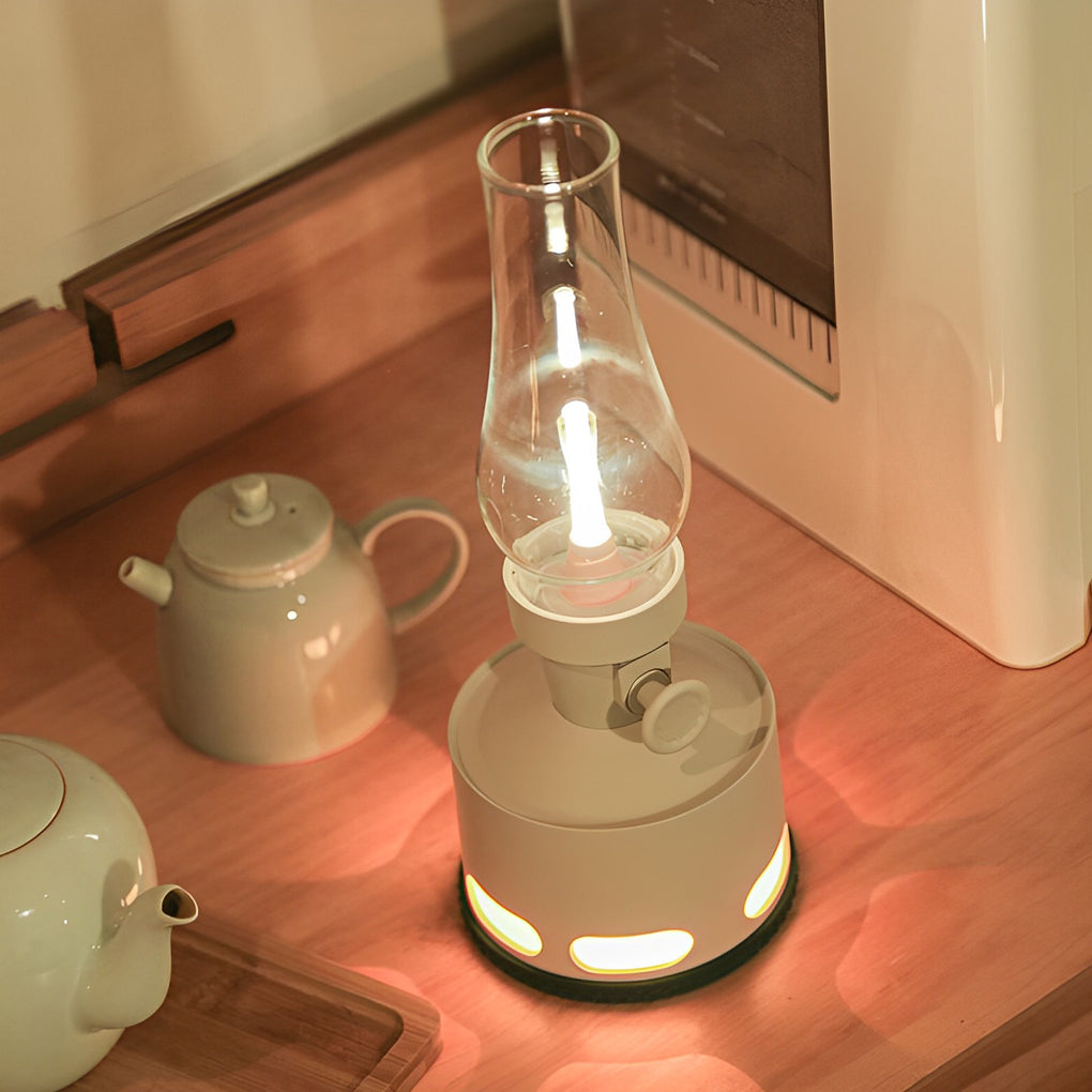 Contemporary LED Table Lamp with Kerosene Design - Battery Operated
