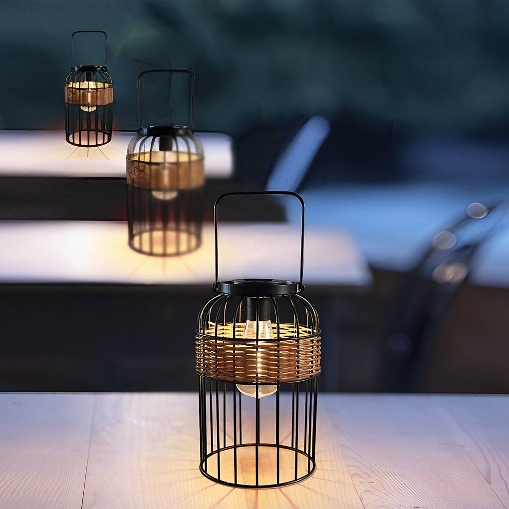 Premium Solar-Powered Rattan Lantern Night Light - Waterproof & Portable