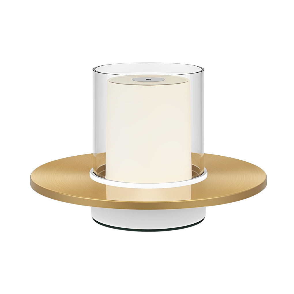Stylish Cordless Cylinder Candle Lamp with Dish Base