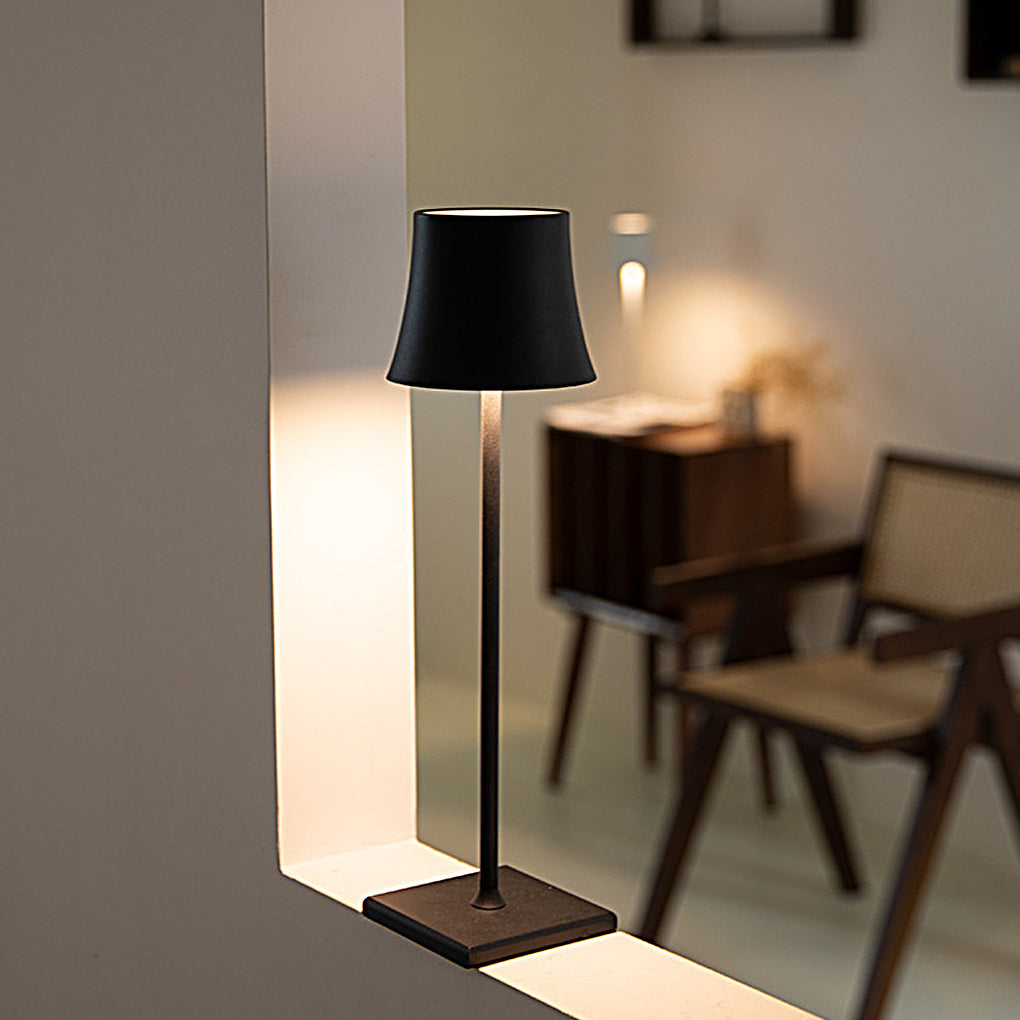 15-Inch Cordless Modern Metal Table Lamp in Black and White