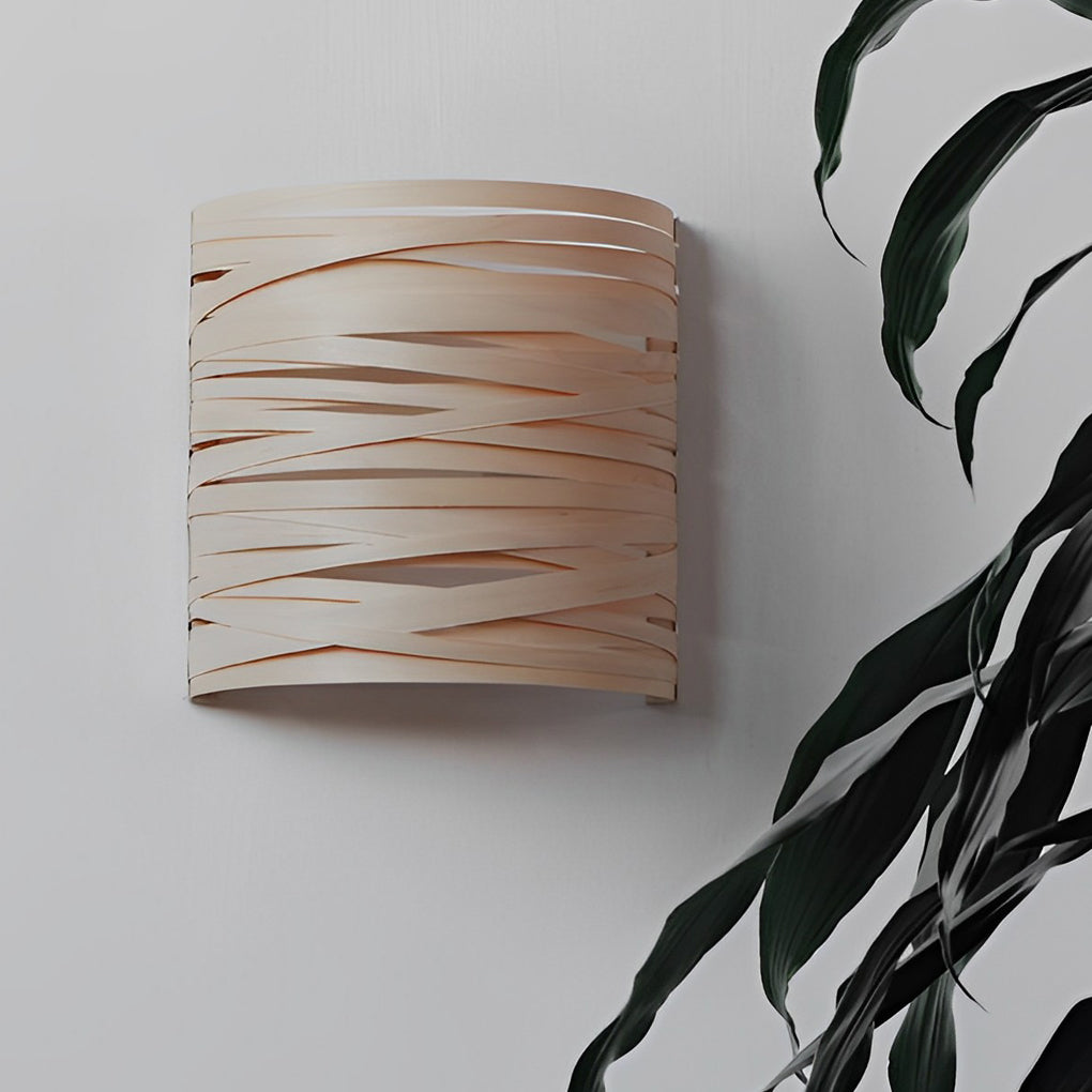 Handcrafted Semi-Cylindrical Wood Wall Lamp - Modern Decorative Atmosphere Light