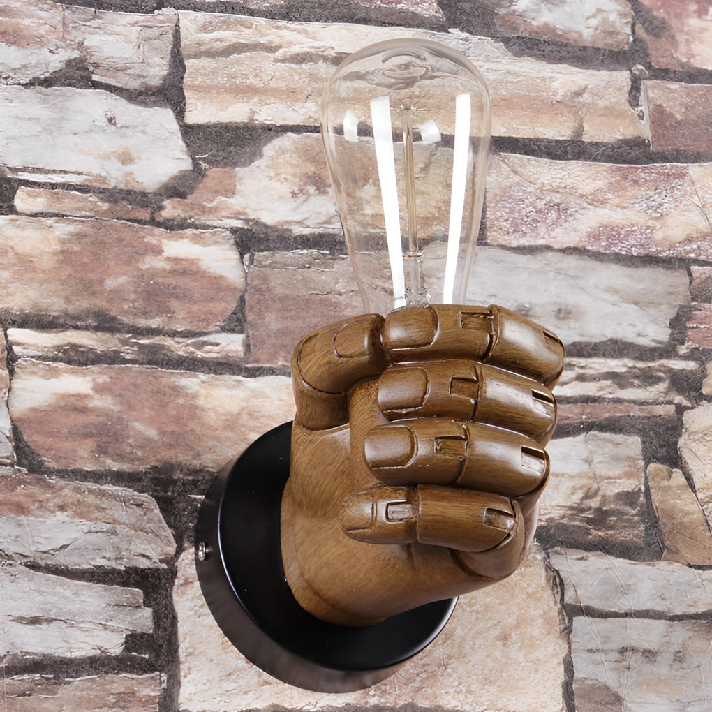Retro Industrial Resin Hand Fist Wall Sconce Lamp