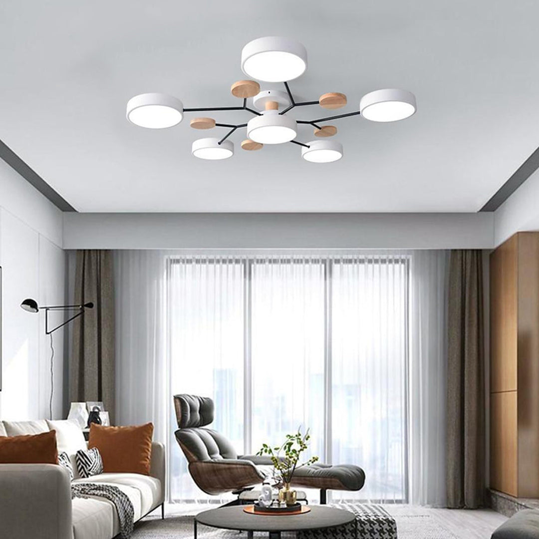 Sputnik Chandelier - Artistic Metal and Wood Ceiling Light for Kids' Rooms