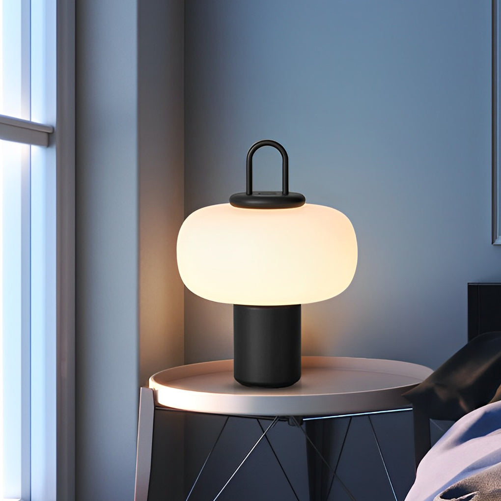 Portable LED Milk Glass Orb Table Lamp - Modern Ambient Lighting