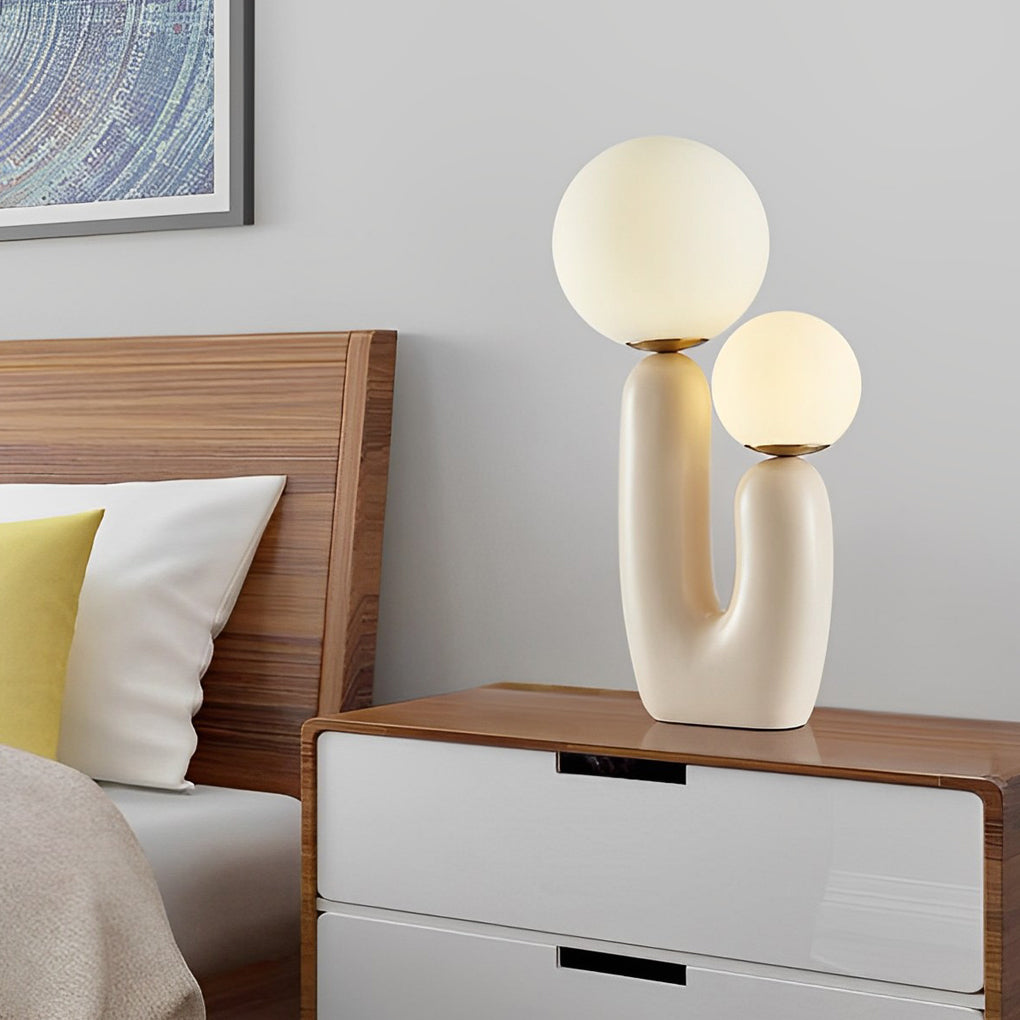 Beige Cactus LED Accent Table Lamp - 2-Light Modern Design
