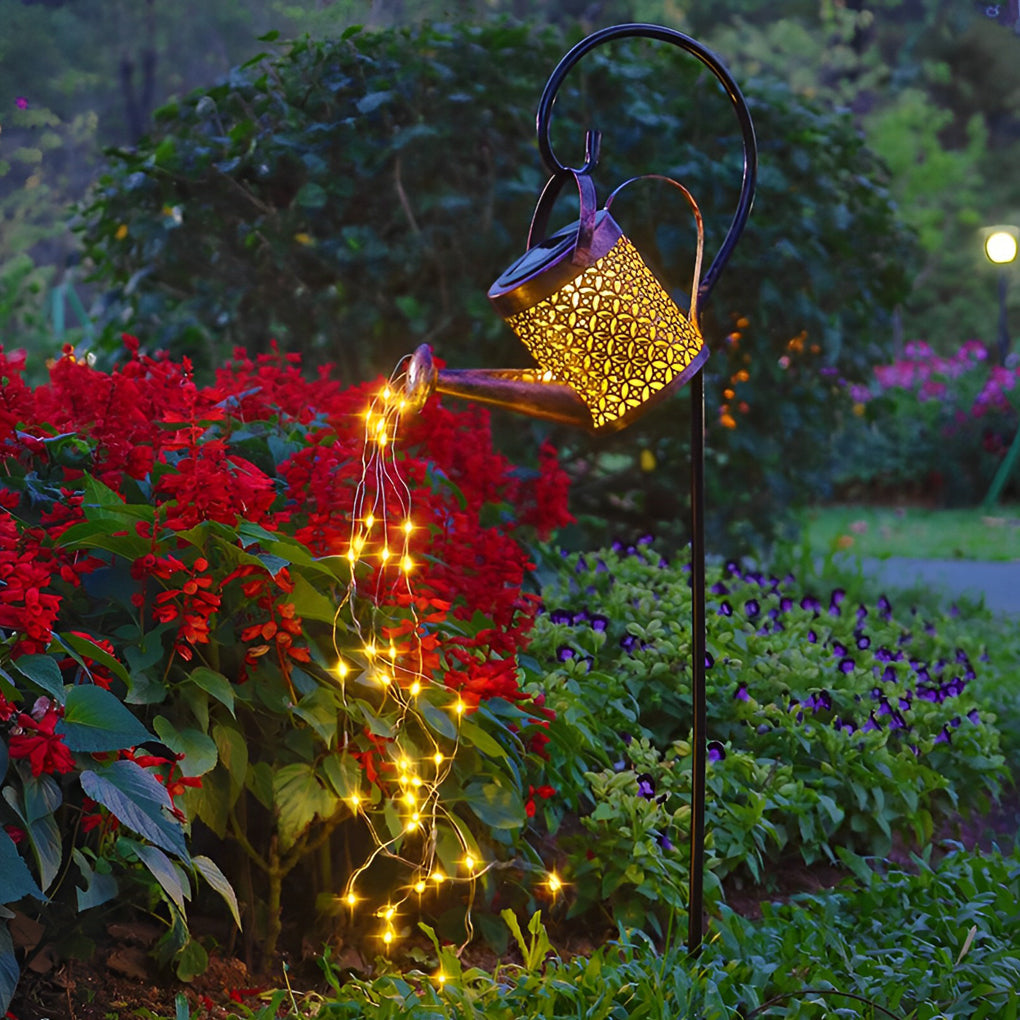 Premium Solar LED Iron Kettle Garden Light - Unique Outdoor Illumination