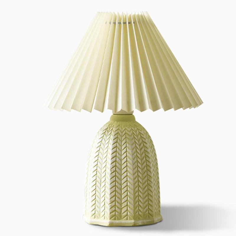 Vintage Linen Pleated Shade Ceramic Table Lamp - 1-Light