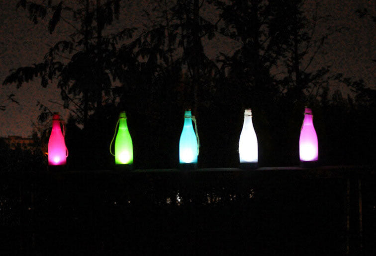 Set of 5 Solar LED Wine Bottle Hanging Lights