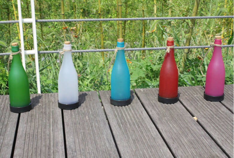 Set of 5 Solar LED Wine Bottle Hanging Lights