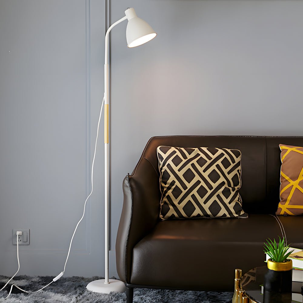 59-Inch Arc LED Floor Lamp with Wood and Metal Design