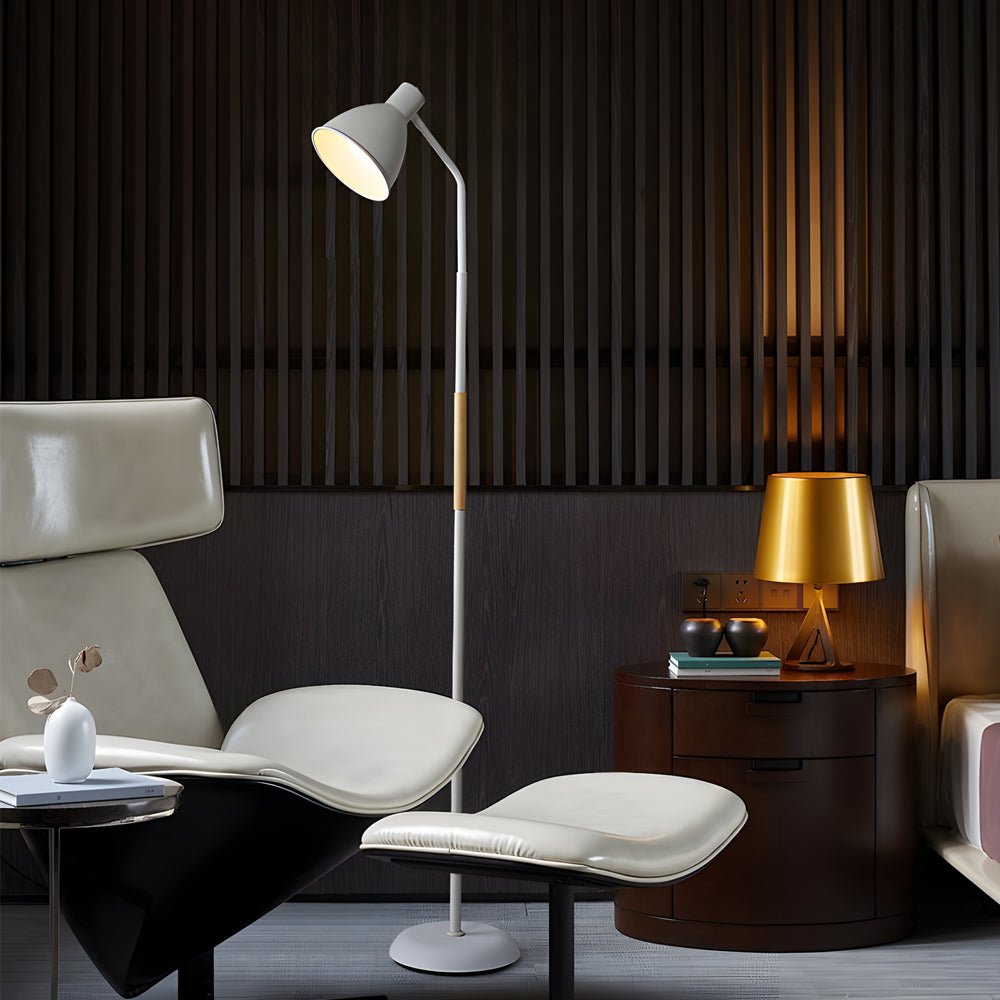 59-Inch Arc LED Floor Lamp with Wood and Metal Design