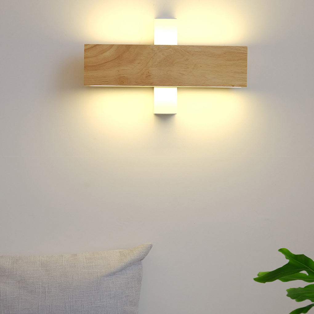 Rotatable Minimalist Rectangular Wood LED Wall Lamp